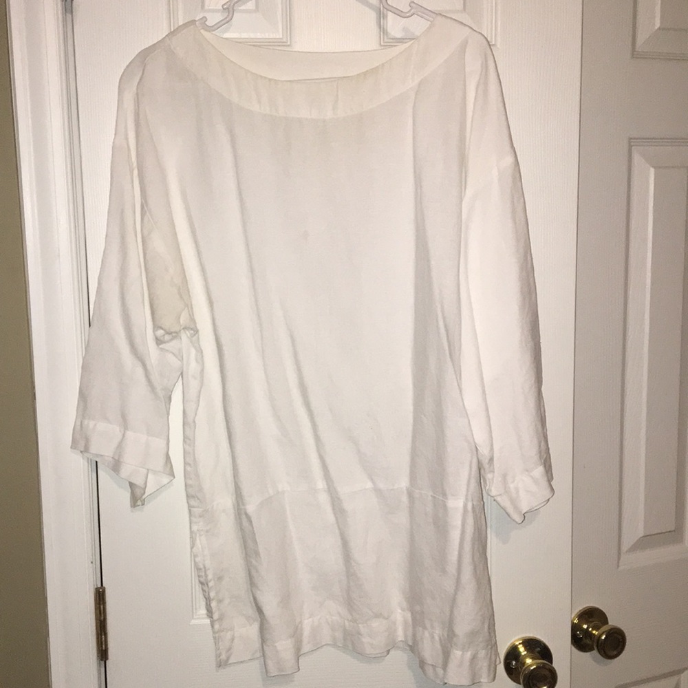 JJill White Linen Top Size Large pure Jill